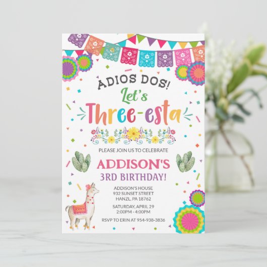 3つのお祝い 誕生日招待状 | フィエスタ招待状 招待状 (スタンド正面)