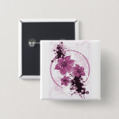 3つのかわいらしい花-ピンク 缶バッジ (正面&裏面)