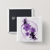 3つのかわいらしい花-紫色 缶バッジ (正面&裏面)