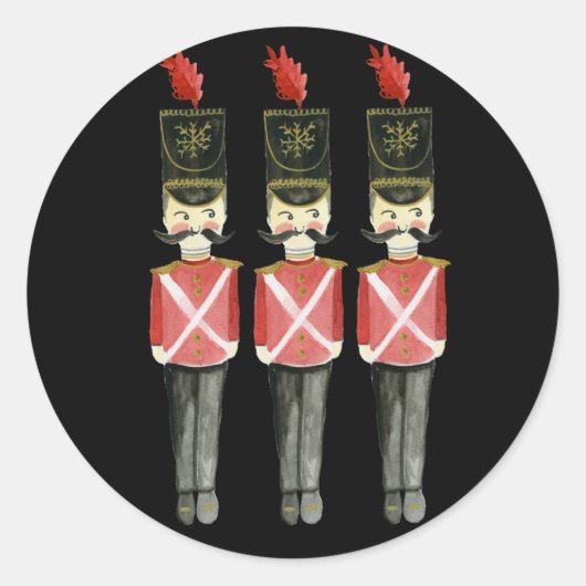 3つのくるみ割りクリスマステッカー ラウンドシール (正面)