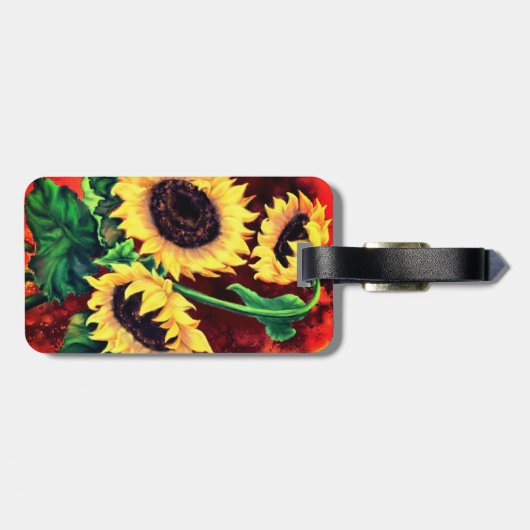 3つのひまわり付き荷札 – 絵画's ラゲッジタグ (裏面横)