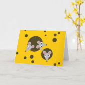 3つのよくはしゃぐネズミをCheese Greeting Card カード (黄色い花)