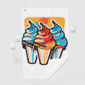 3つのアイスクリームコーンは布を洗う ゴルフタオル (インサイチュ)