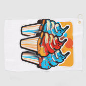 3つのアイスクリームコーンは布を洗う ゴルフタオル (横)