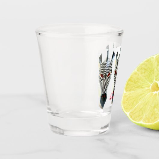 3つのアフリカ人によって切り分けられる木製のシマウマのマスク ショットグラス (左)