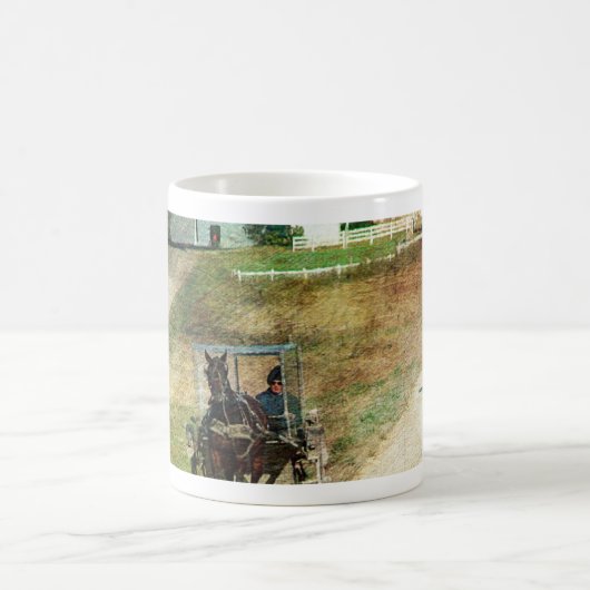 3つのアミッシュ乳母車 コーヒーマグカップ (中央)