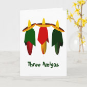 3つのアミーゴホットピーパーグリーティングカード カード (黄色い花)