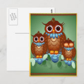 3つのアラートの小さなOwlsはがき ポストカード (正面/裏面)