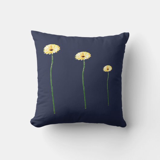 3つのイエロージェルバの花のクッション クッション (正面)
