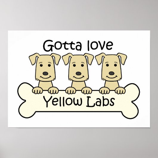 3つのイエロー・ラブラドール・レトリーバー ポスター (正面)