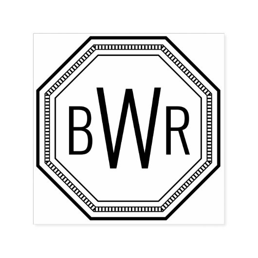 3つのイニシャルモノグラム #1 八角形フレーム セルフインキングスタンプ (デザイン)