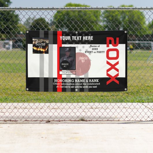 3つのイメージと7行の文字で独自の作成 横断幕 (インサイチュ)