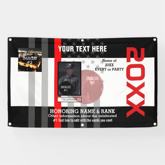 3つのイメージと7行の文字で独自の作成 横断幕 (横)