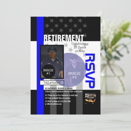 3つのイメージと9つの文字ラインで独自の作成 招待状 (スタンド正面)