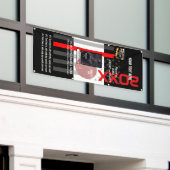 3つのイメージと9行の文字 横断幕 (ビルの外側)