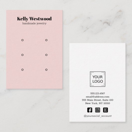 3つのイヤリングホールセットバックロゴのソーシャルアイコン 名刺 (正面/裏面)