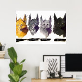 3つのイラストレーションの邪悪な戦士の猫はいない ポスター (ホームオフィス)