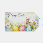 3つのイースターエッグを持つイースターバニー ギフトタグ (正面(横))