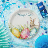 3つのイースターエッグを持つイースターバニー ペーパープレート (パーティー)