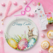 3つのイースターエッグを持つイースターバニー ペーパープレート (パーティー)