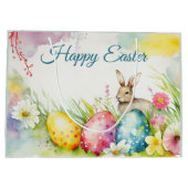 3つのイースターエッグを持つイースターバニー ラージペーパーバッグ (裏面)