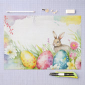 3つのイースターエッグを持つイースターバニー 薄葉紙 (クラフト)
