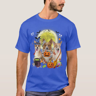 3つのウェルシュコーギードッグウィッチモイムハロウィーン Tシャツ