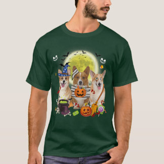 3つのウェルシュコーギードッグウィッチモイムハロウィーン Tシャツ
