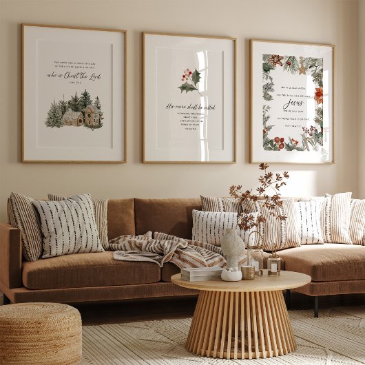 3つのウォールアートセットのクリスマス聖書詩セット
