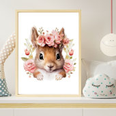 3つのウッドランド動物ピンクガール子供部屋プリントのセット