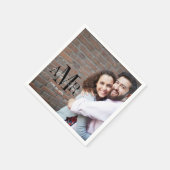 3つのエレガントイニシャルフォト結婚の紙ナプキンス スタンダードカクテルナプキン (角)