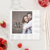 3つのエレガントイニシャルフォト結婚の紙ナプキンス 縁ありランチョンナプキン (インサイチュ)