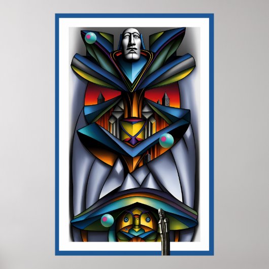 3つのオリーブとティキのバーテンダー – Ken Gage Art ポスター (正面)