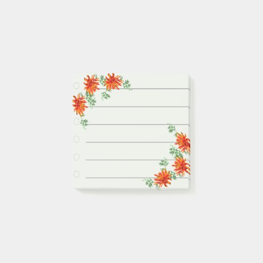 3つのオレンジの花のメモ ポストイット (正面)