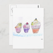 3つのカップケーキ ポストカード (正面/裏面)