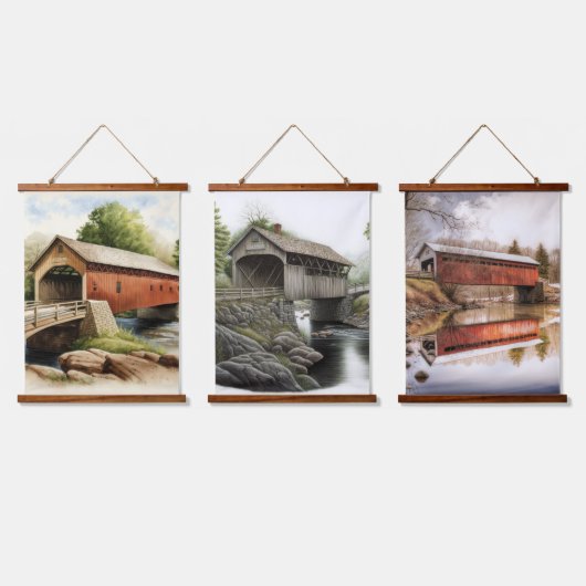 3つのカバーされたブリッジタペストリー 吊り下げ型タペストリー (トリプル)