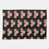 3つのカボチャとこうもりパターンハロウィーン キッチンタオル (横)