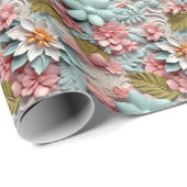 3つのカラフルディーフローラタイル模様 ラッピングペーパー (ロールコーナー)