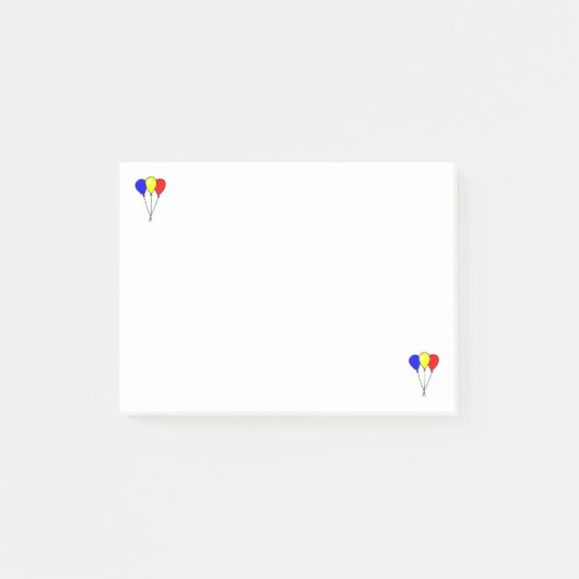 3つのカラフルパーティーバルーンにメモを投稿 ポストイット (正面)