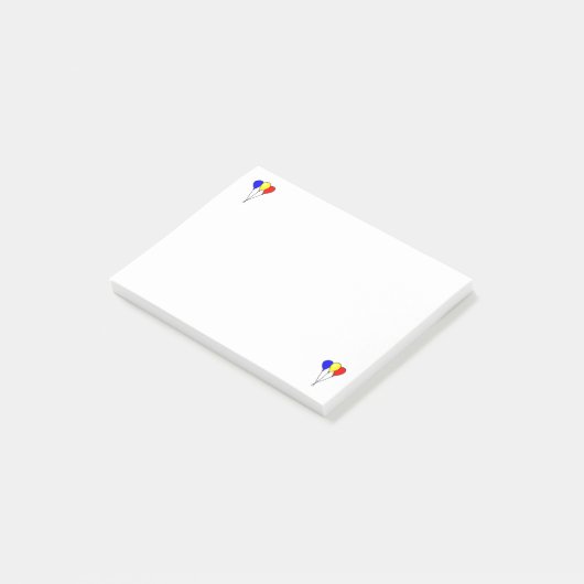 3つのカラフルパーティーバルーンにメモを投稿 ポストイット (アングル)