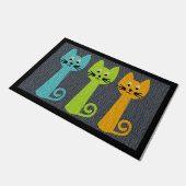 3つのカラフルCat Doormat、動物愛好家 ドアマット (アングル)