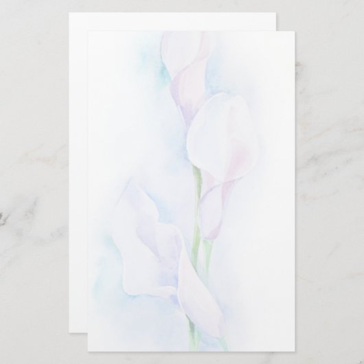 3つのカラーを持つ水彩 便箋 (正面/裏面)