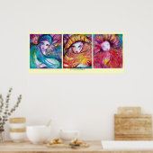 3つのカーニバルマスクの青、赤、黄色 ポスター (キッチン)