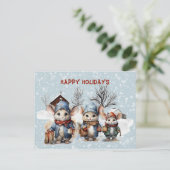 3つのキュートリートネズミアットザファームハッピーホリデイズ シーズンポストカード (スタンド正面)