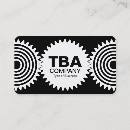 3つのギアv3 – 白黒 名刺 (正面)