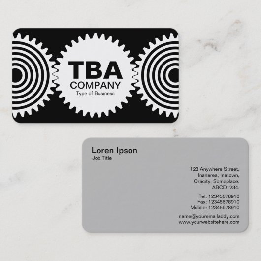 3つのギアv3 – 白黒 名刺 (正面/裏面)