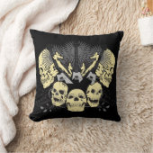 3つのギターおよびスカルの枕 クッション (ブランケット)