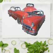 3つのクラシックの高級赤い車、ディッシュタオル キッチンタオル (折り畳み)