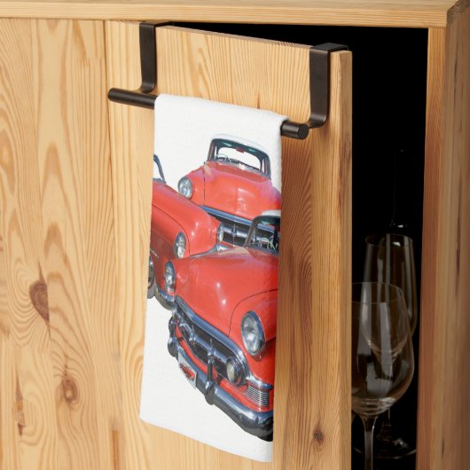 3つのクラシックの高級赤い車、ディッシュタオル キッチンタオル (三つ折り)