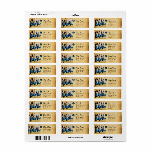 3つのクリスマスの天使の青い羊皮紙，サファイア ラベル (フルシート)